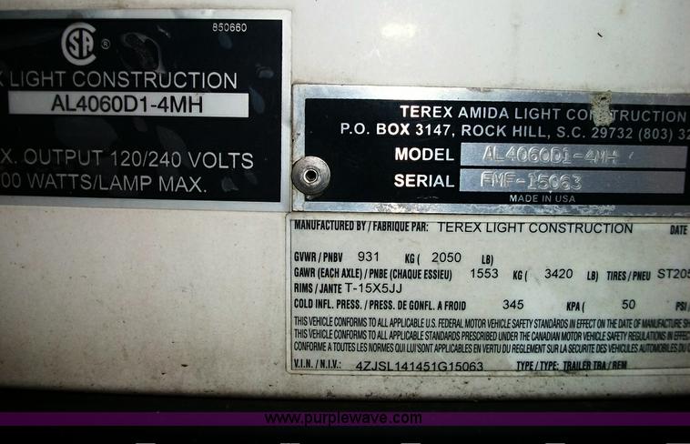 image for item A1721 2005 Amida AL4000 portable light plant