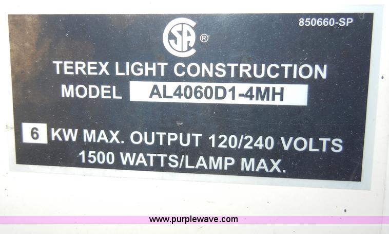 image for item A3374 2006 Terex Amida AL4000 towable light tower