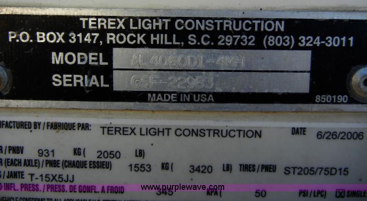 image for item A3374 2006 Terex Amida AL4000 towable light tower