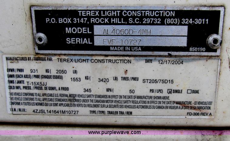 image for item B2565 2005 Terex Amida AL4060D towable light tower