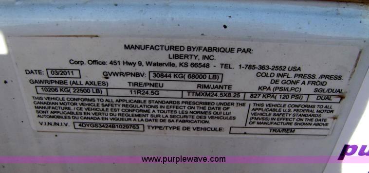 image for item B2145 2011 Travalong 34' dual hopper grain trailer