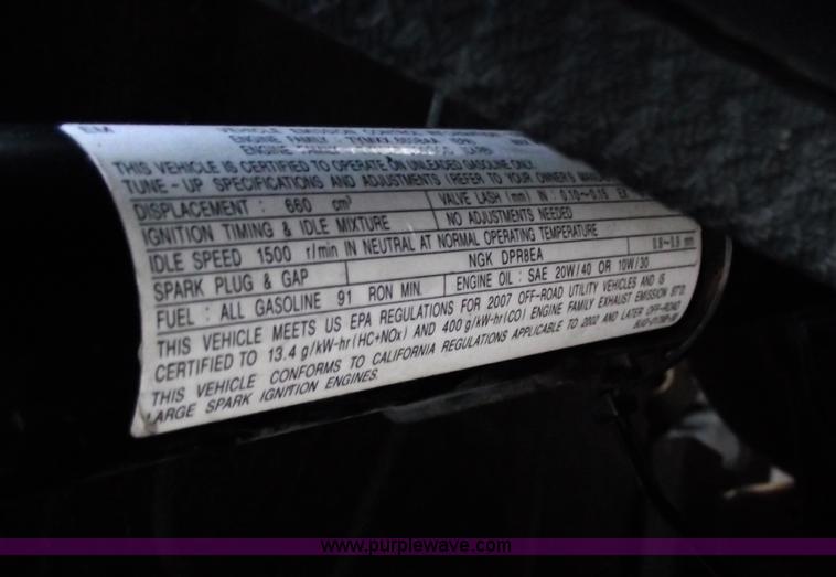 image for item A1656 2007 Yamaha Rhino 660