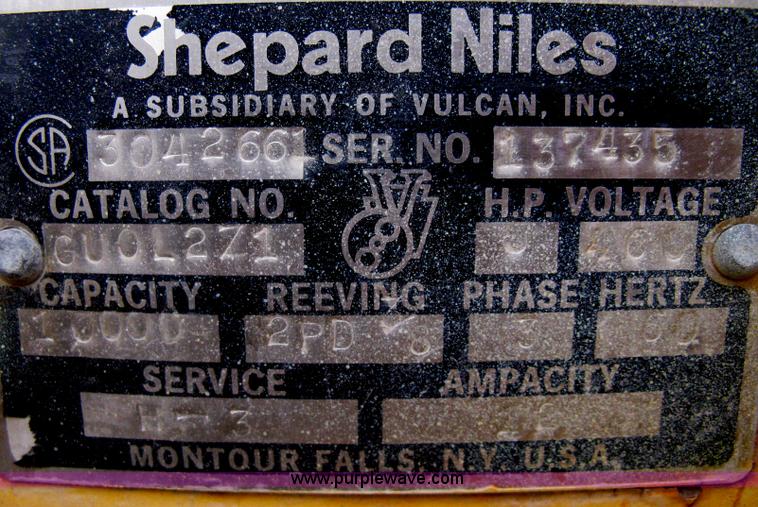 image for item B9647 Shepard Niles trolley mounted hoist