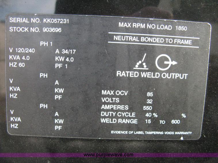image for item A4496 2000 Miller DU-OP portable arc welder/generator