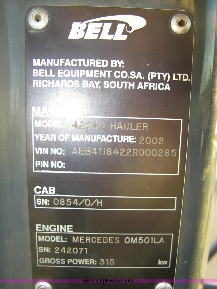 image for item A4499 2002 Bell 4206D 4WD articulating tractor