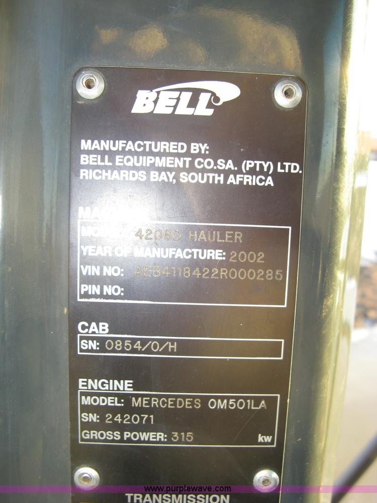 image for item A4499 2002 Bell 4206D 4WD articulating tractor