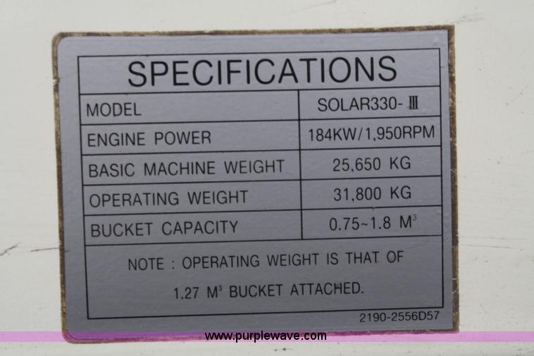 image for item A6577 1998 Daewoo Solar SL330-III excavator