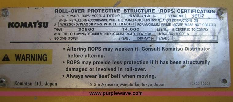 image for item C5242 2005 Komatsu WA250 wheel loader