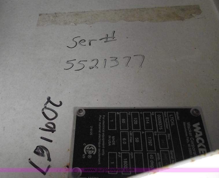 image for item C5939 2004 Wacker LTC4L towable light tower/generator