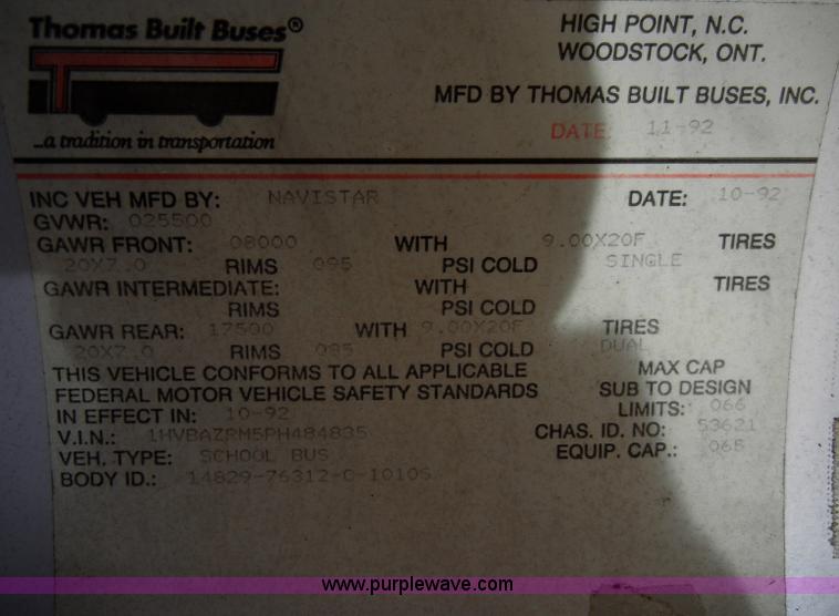 image for item A3358 1993 International 3700 school bus