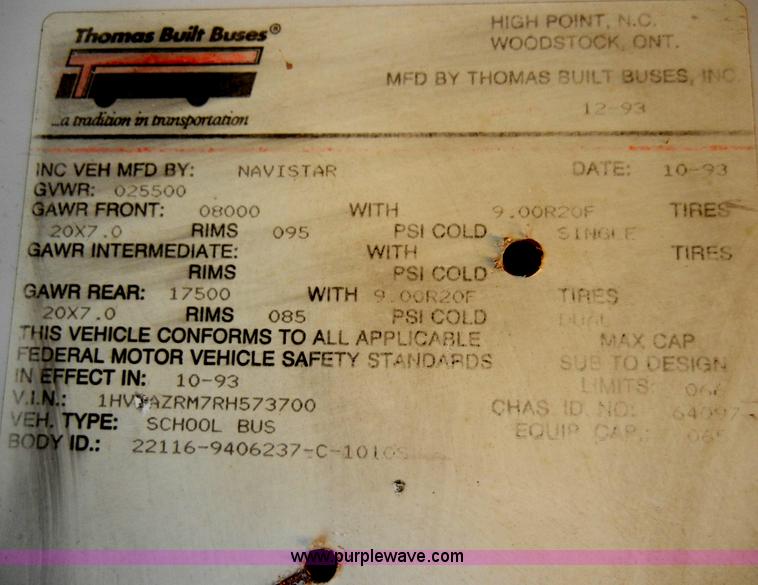 image for item A3360 1994 International 3700 school bus