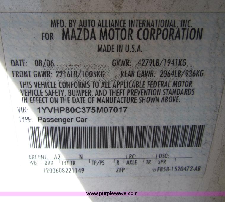 image for item B7048 2007 Mazda Mazda6 i