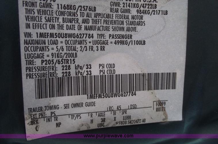 image for item C5940 1998 Mercury Sable GS