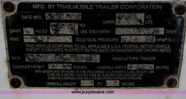 image for item A6510 1998 Trailmobile 53' van trailer