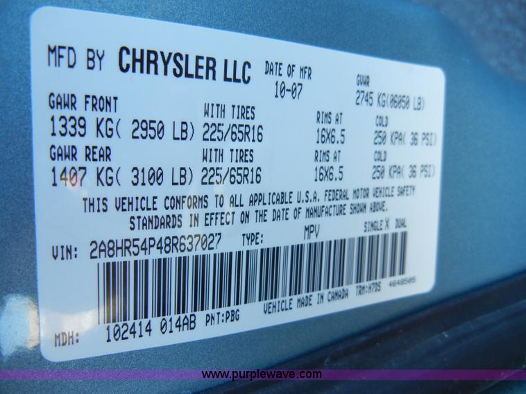 image for item A3389 2008 Chrysler Town & Country Touring mini van