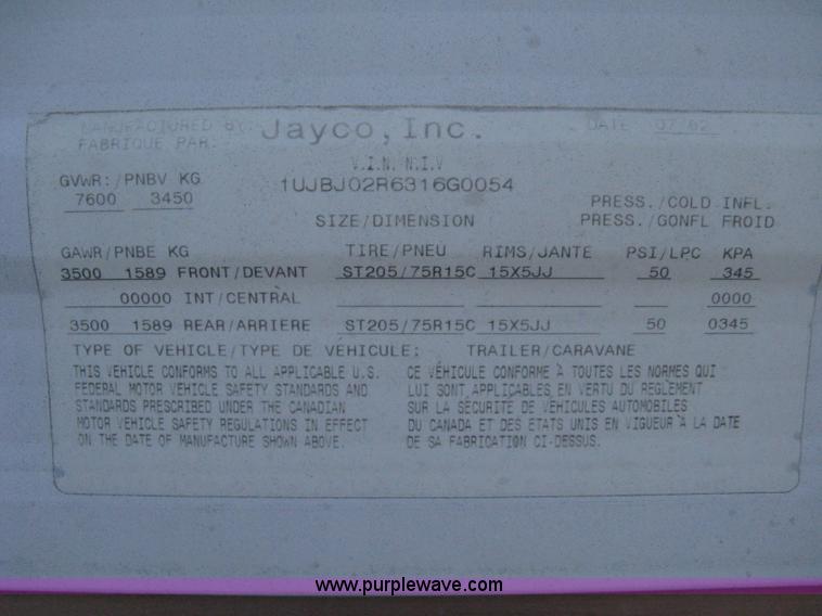 image for item A6024 2003 Jayco Qwest 324G camper trailer