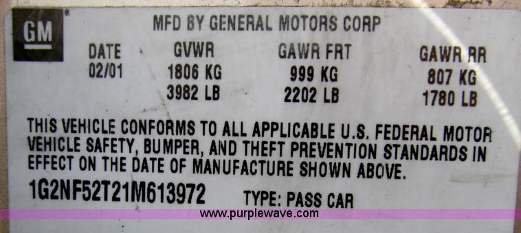 image for item B2517 2001 Pontiac Grand Am SE