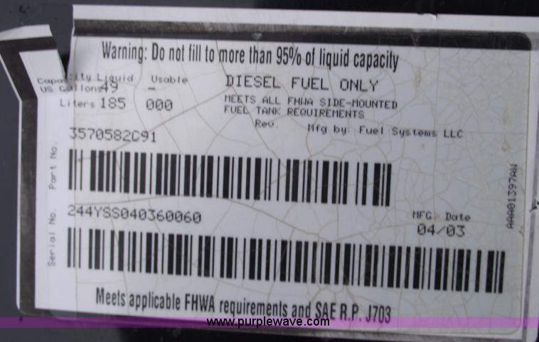 image for item B6032 2003 49 gallon diesel fuel tank
