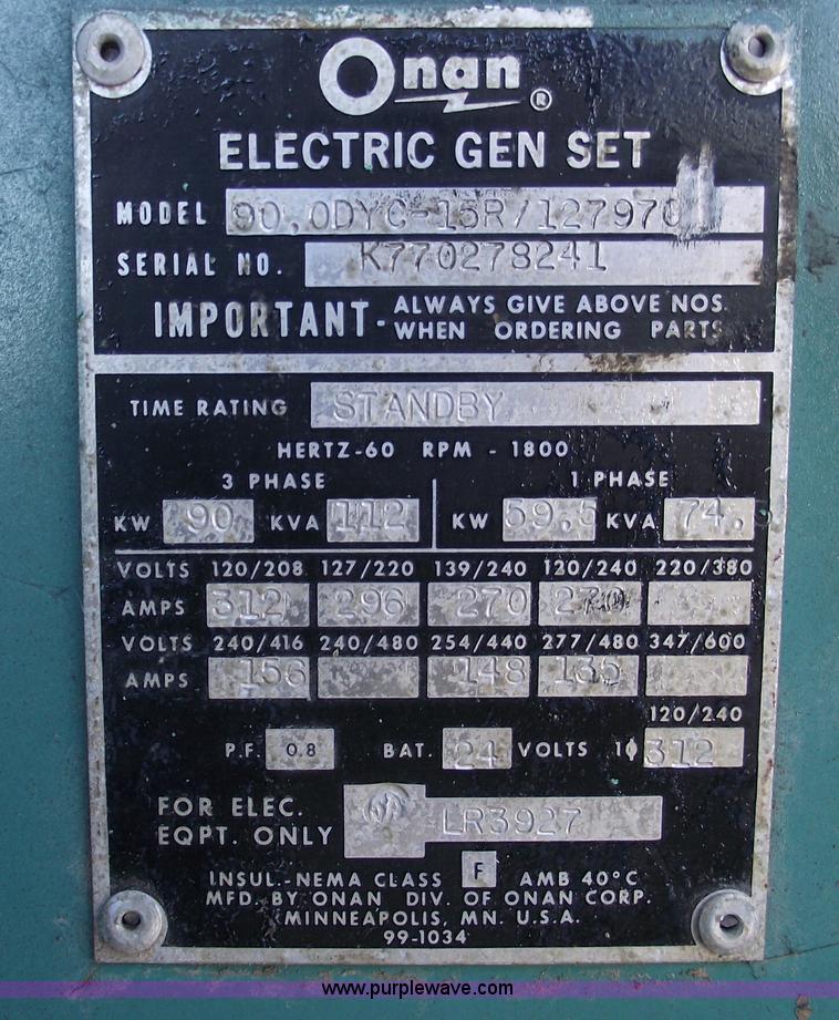 image for item B6042 Onan 90 KW diesel generator
