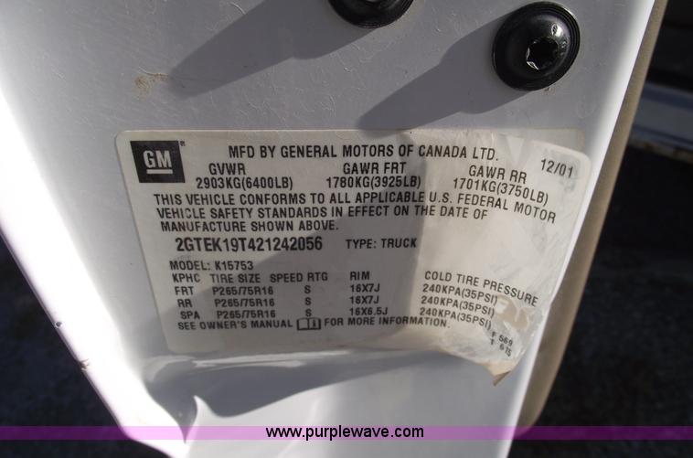 image for item C5885 2002 GMC Sierra K1500 SLT Z-71 extended cab pickup truck