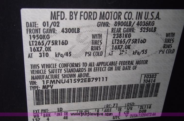 image for item C5942 2002 Ford Excursion XLT SUV