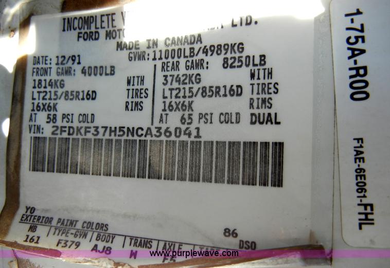 image for item A3385 1992 Ford F350 Custom pickup truck