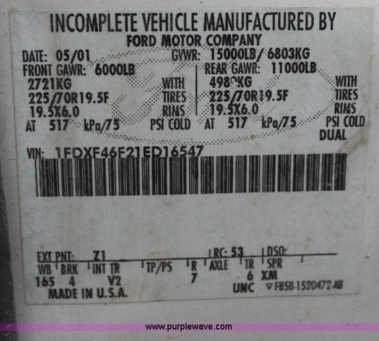 image for item A6622 2001 Ford F450 XL Super Duty pickup truck