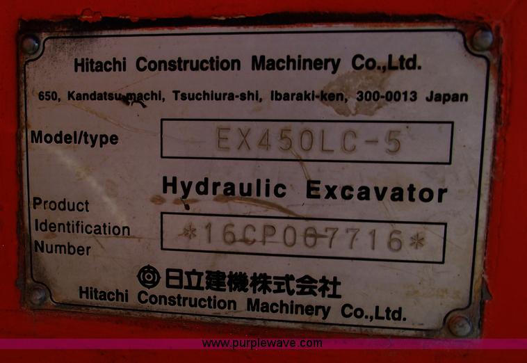 image for item B6044 1999 Hitachi EX450LC-5 excavator