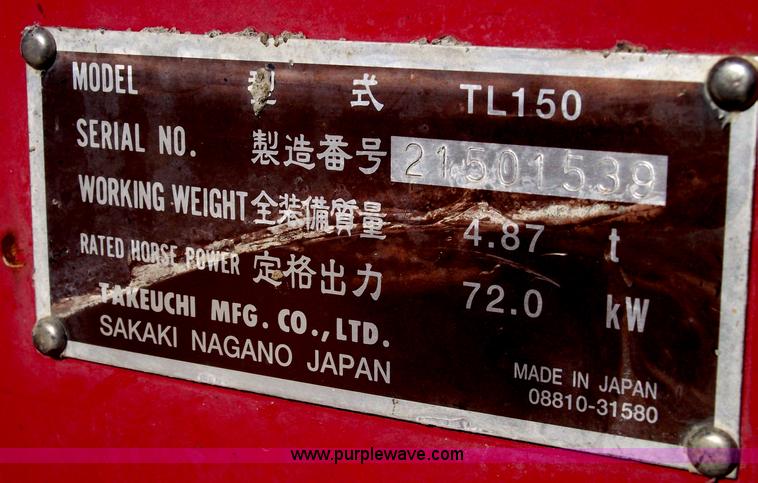 image for item B6119 2005 Takeuchi TL150 skid steer