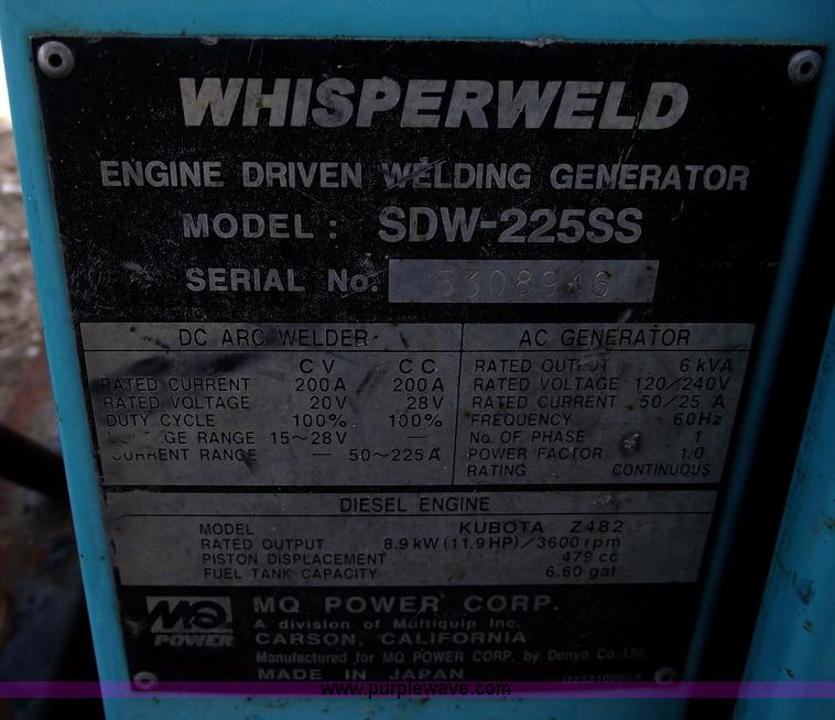 image for item B6121 Multiquip Whisperweld towable welder/generator