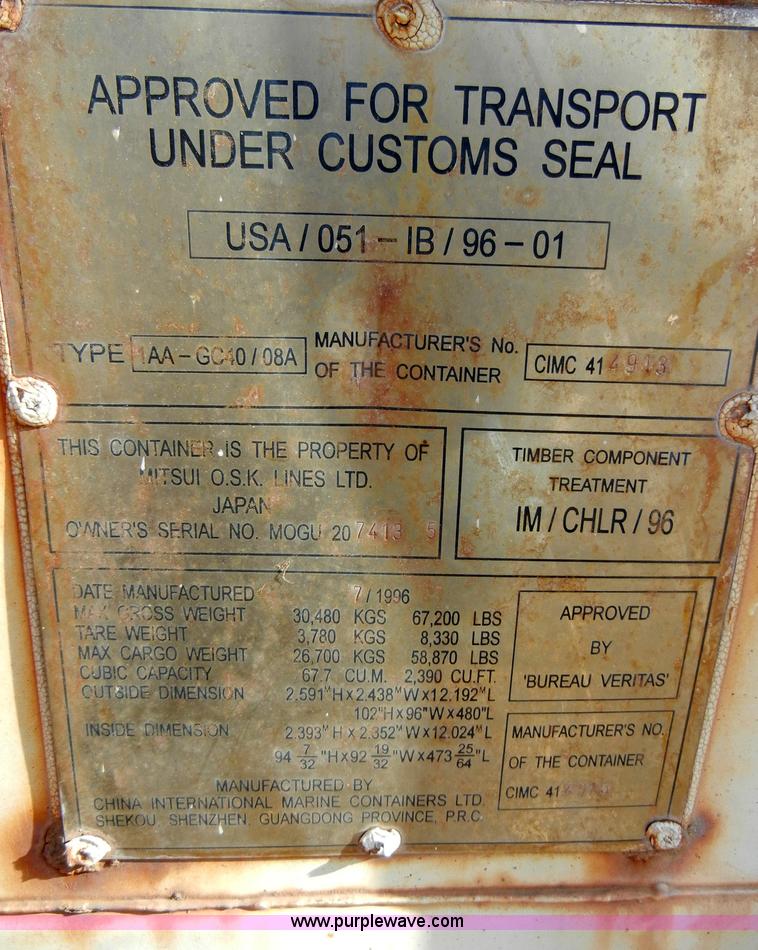 image for item J9300 1996 C.I.M. 40' container
