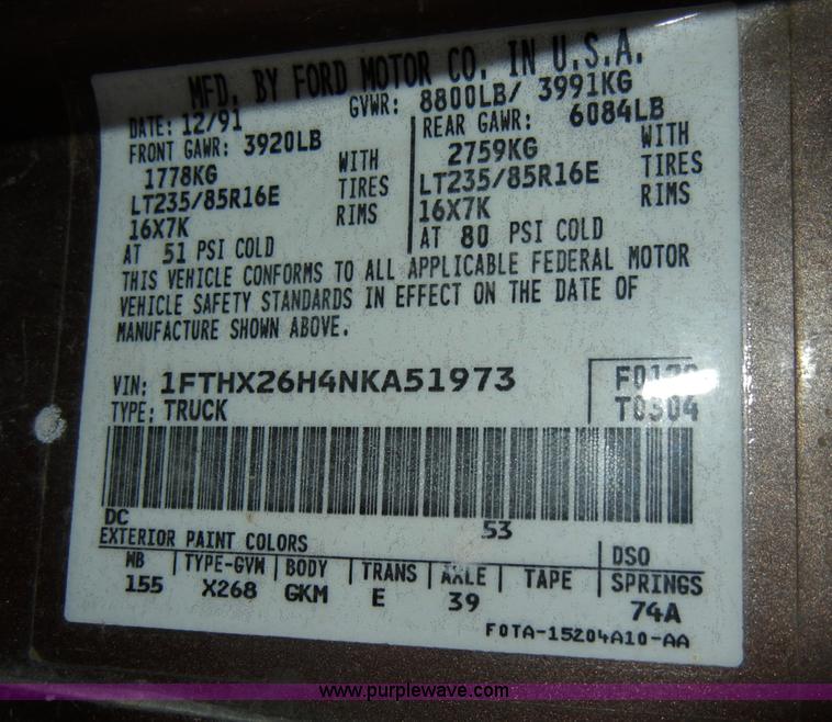 image for item A3396 1992 Ford F250 XLT Supercab pickup truck