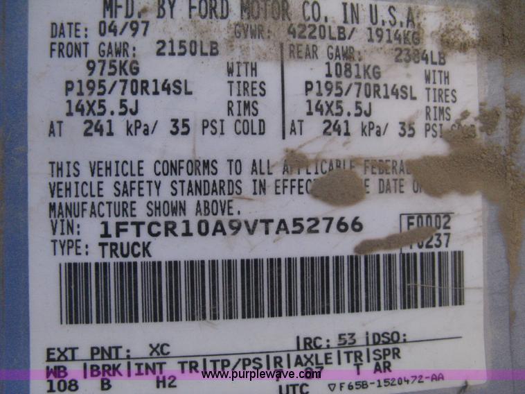 image for item A6039 1997 Ford Ranger pickup truck