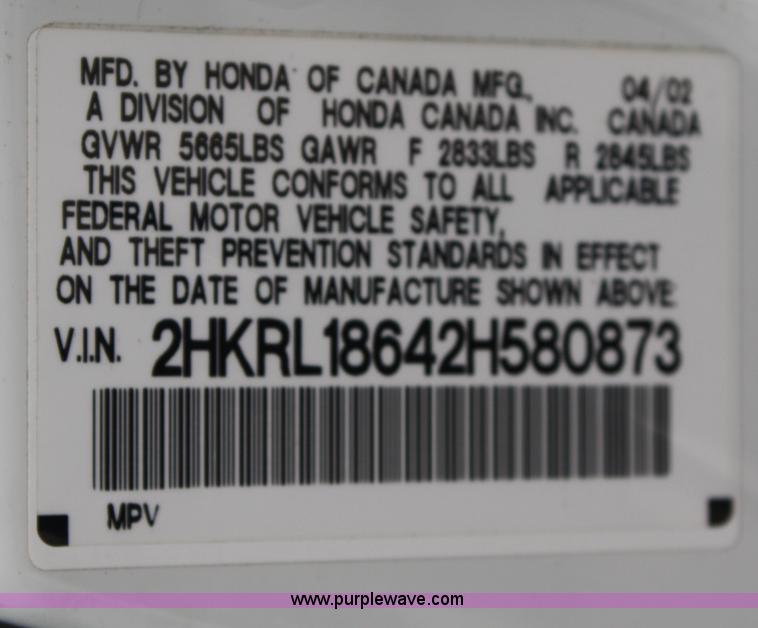 image for item A6621 2002 Honda Odyssey EX mini van