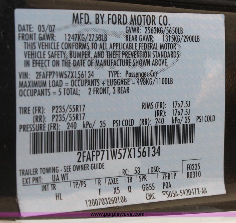 image for item A6639 2007 Ford Crown Victoria Police Interceptor