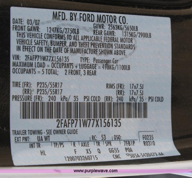 image for item A6640 2007 Ford Crown Victoria Police Interceptor