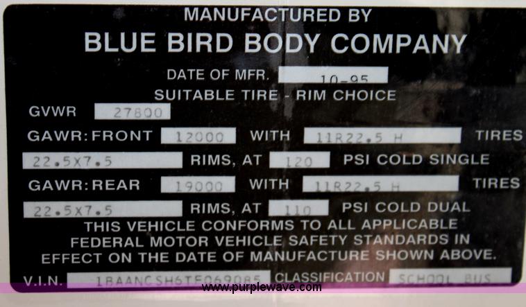 image for item B8839 1996 Blue Bird TC2000 school bus