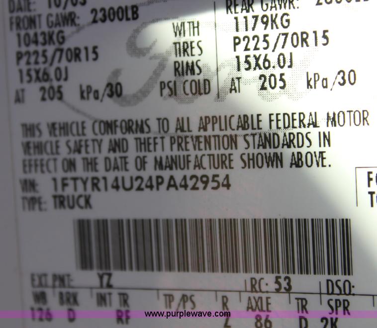 image for item B8850 2004 Ford Ranger Supercab pickup truck