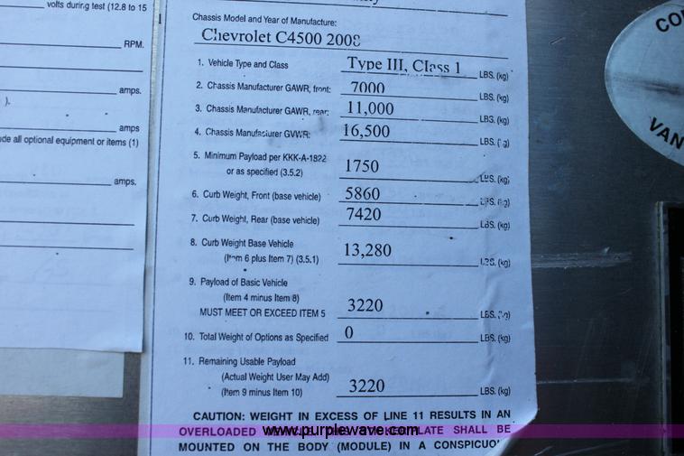 image for item B8855 2008 Chevrolet Kodiak C4500 ambulance