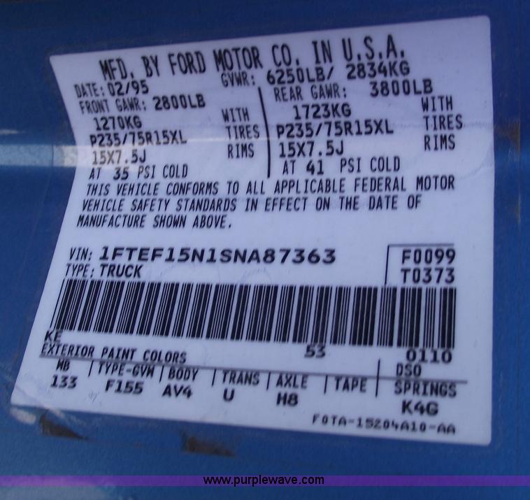 image for item E9542 1995 Ford F150 Eddie Bauer/XL