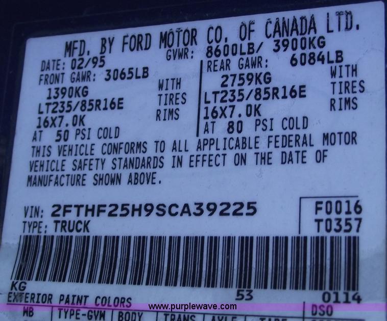 image for item E9543 1995 Ford F250 XL/XLT  service truck