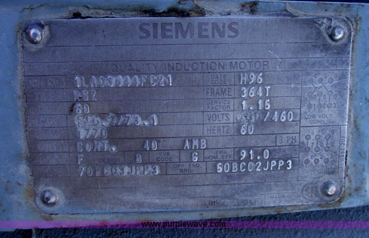 image for item E9555 Siemens 60 hp electric motor