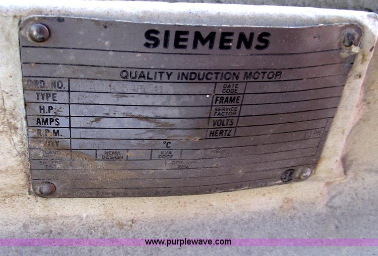 image for item E9558 Siemens 100 hp electric motor