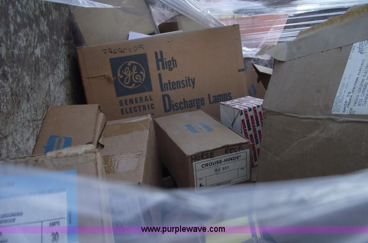 image for item E9565 Dump cart full of assorted industrial electric parts