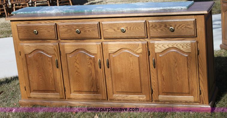 image for item F9955 Solid oak lighted china cabinet with hutch