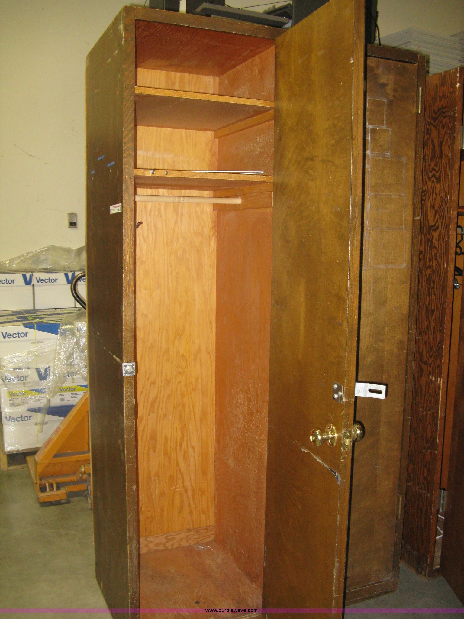 (3) wooden locker in Wichita, KS Item B9682 sold Purple Wave