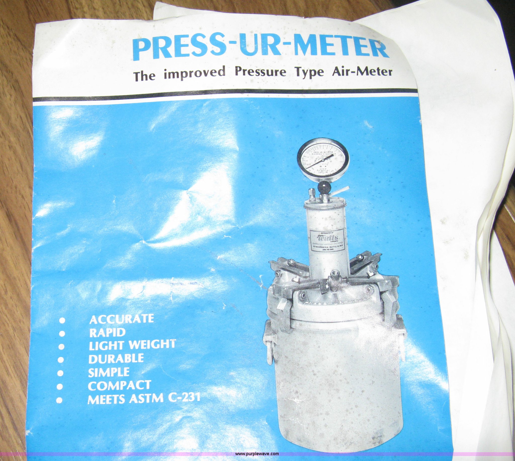 Watts PressUrMeter in Derby, KS Item B9724 sold Purple Wave