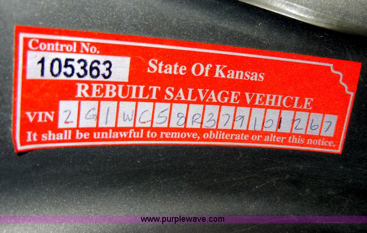 image for item A3453 2007 Chevrolet Impala LT Non-repairable certificate, parts only