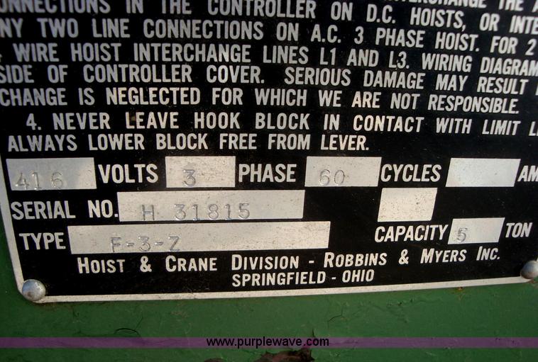 image for item A1811 Overhead hoist