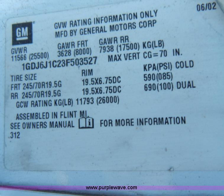 image for item A3436 2003 GMC C6500 TopKick truck